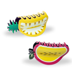 Beutifly Hair Clips for Women Stylish Latest (Pineapple and Yellow dragon fuit) Pack of 2|Medium Size Clips for Women Hair| Fruit Clip for Girls|Hair clips for Women|Hair Accessories MultiColor